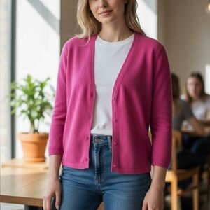 Pure Cashmere - 100% Cashmere Women's Pink Cardigan Sweater